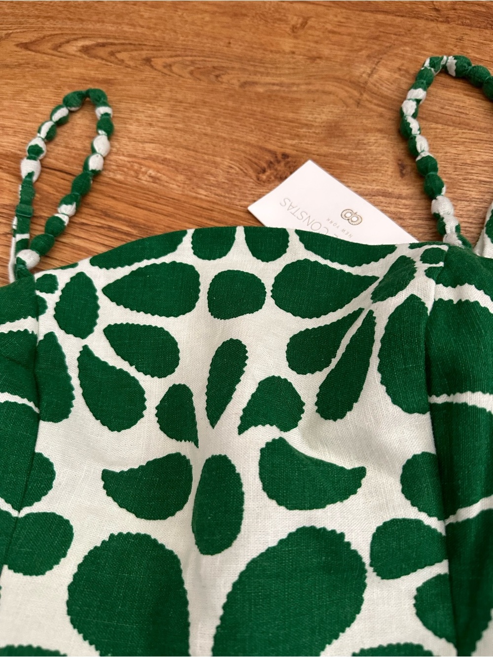 NWT Caroline Constas Green White Linen Blend Midi Dress S - Picture 4 of 15